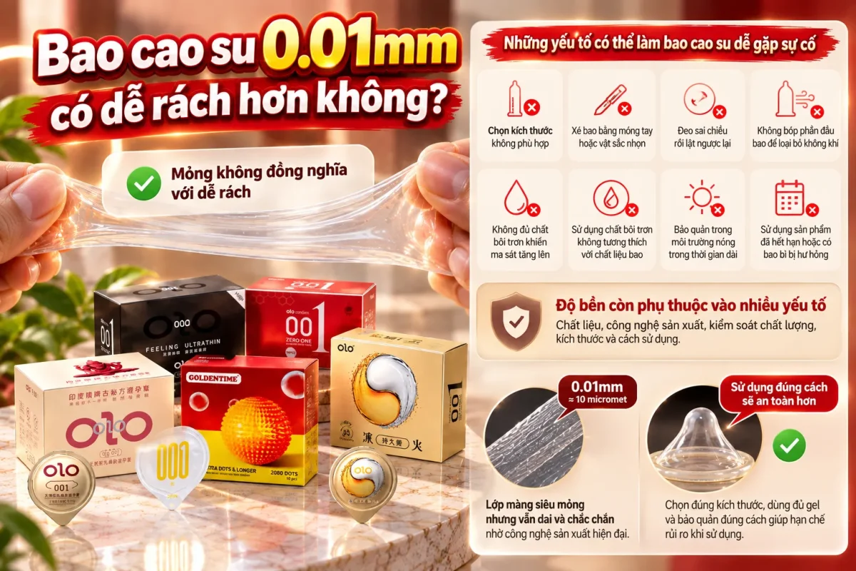 Bao cao su 0.01mm có dễ rách không