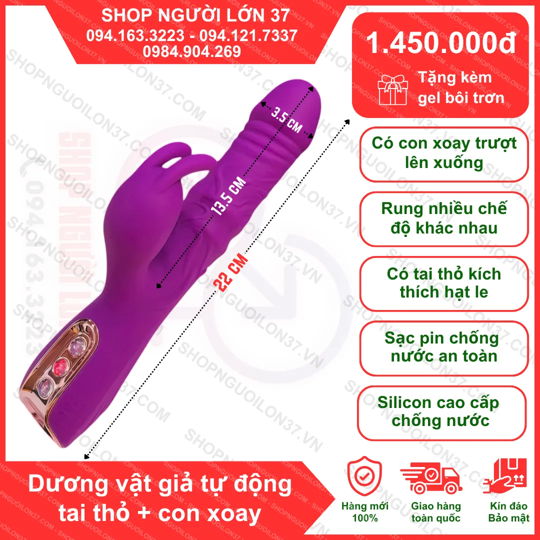 Dương vật giả tự động tai thỏ + con xoay Dương vật giả tự động tai thỏ + con xoay