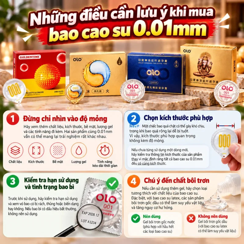 Những điều cần lưu ý khi mua bao cao su 0.01mm