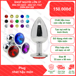 Phích Cắm Hậu Môn Kim Loại Đá Tròn - Size Vừa
