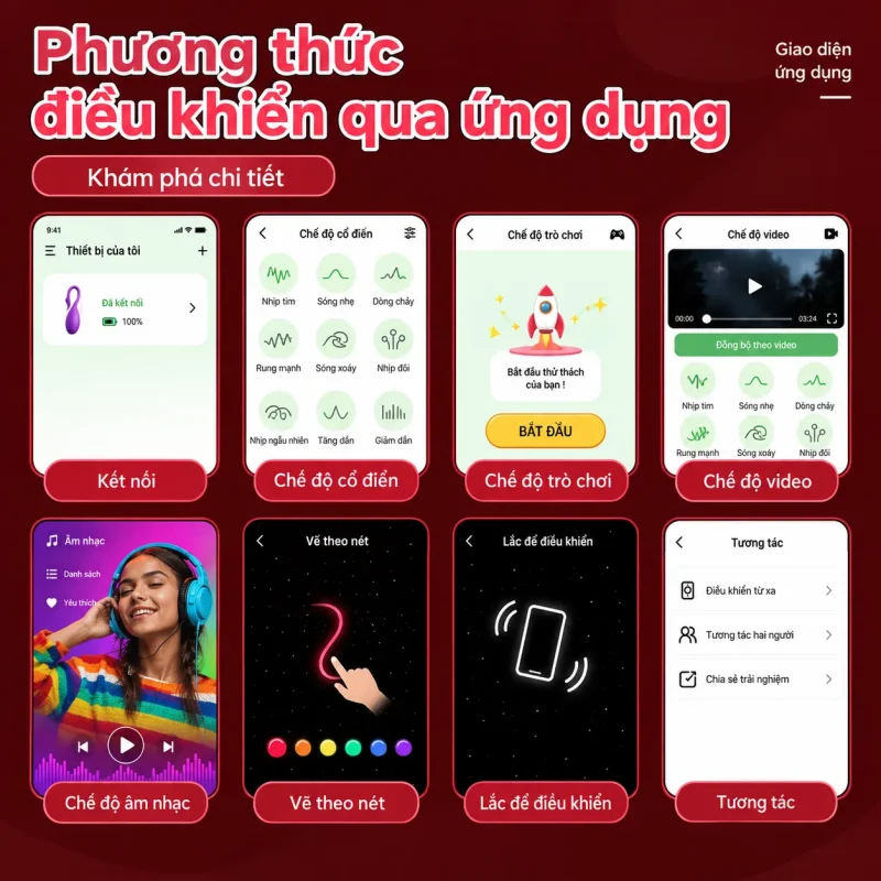 Trứng rung điều khiển trực tiếp trên thân hoặc qua điện thoại